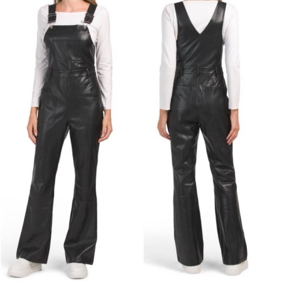 NWOT 7 For All Mankind Faux Leather Overalls XS